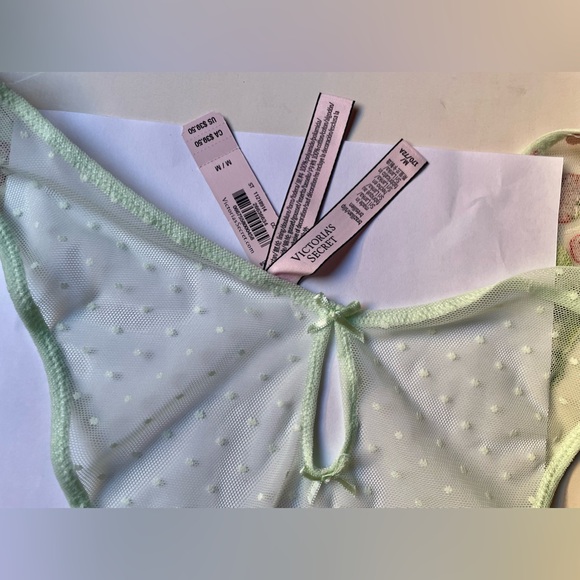 Victoria’s Secret BRAZILIAN /SLIP Embroidered panties, Size M, Mint green - Picture 3 of 6